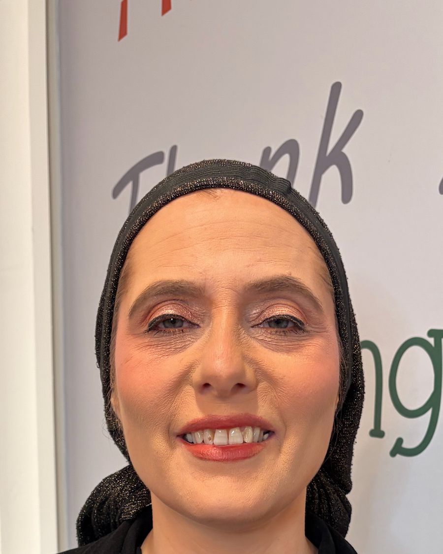 Clean soft glam with a warm lip